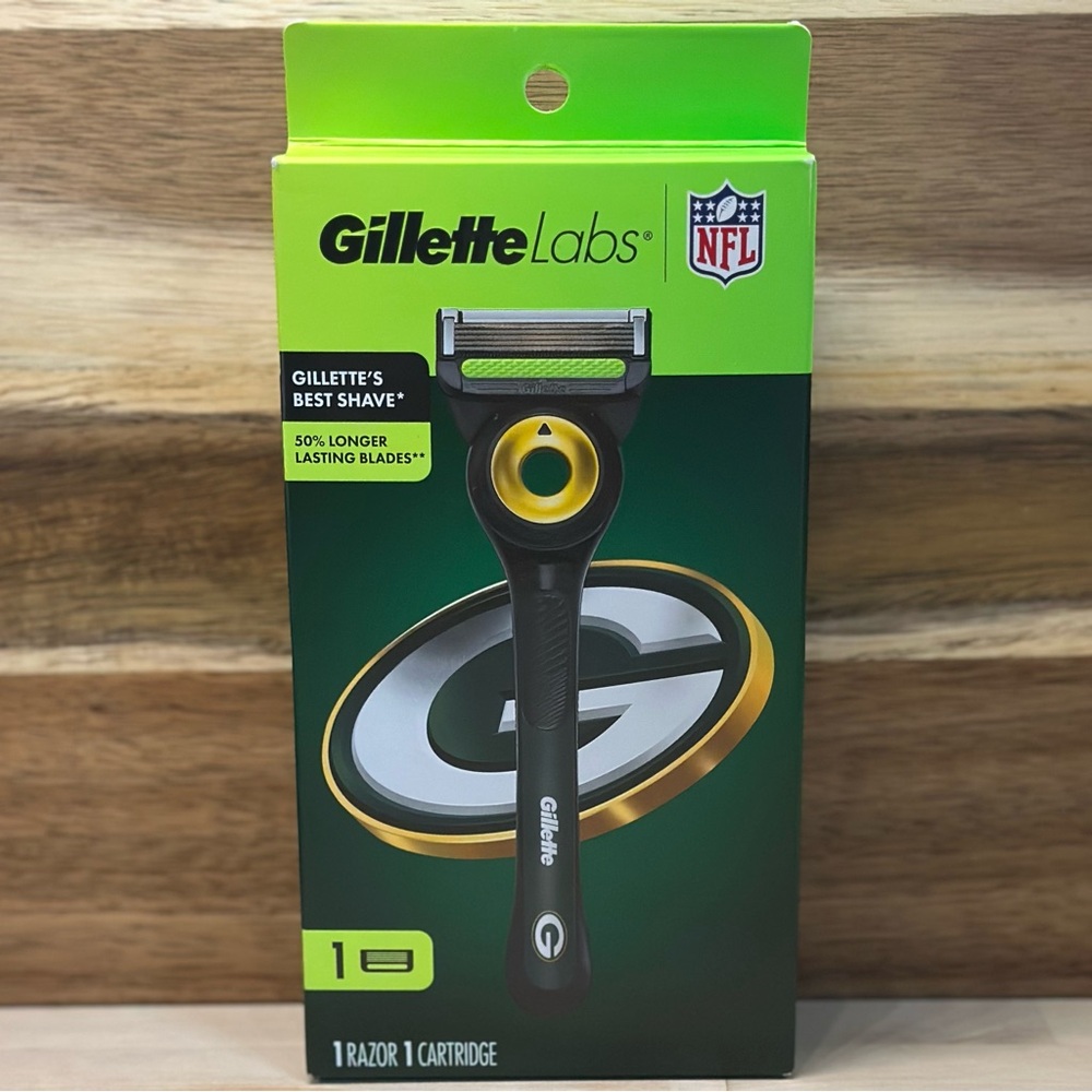 Gillette Labs NFL Green Bay Packers 5 Blade Razor Gift For Him Mens Grooming New